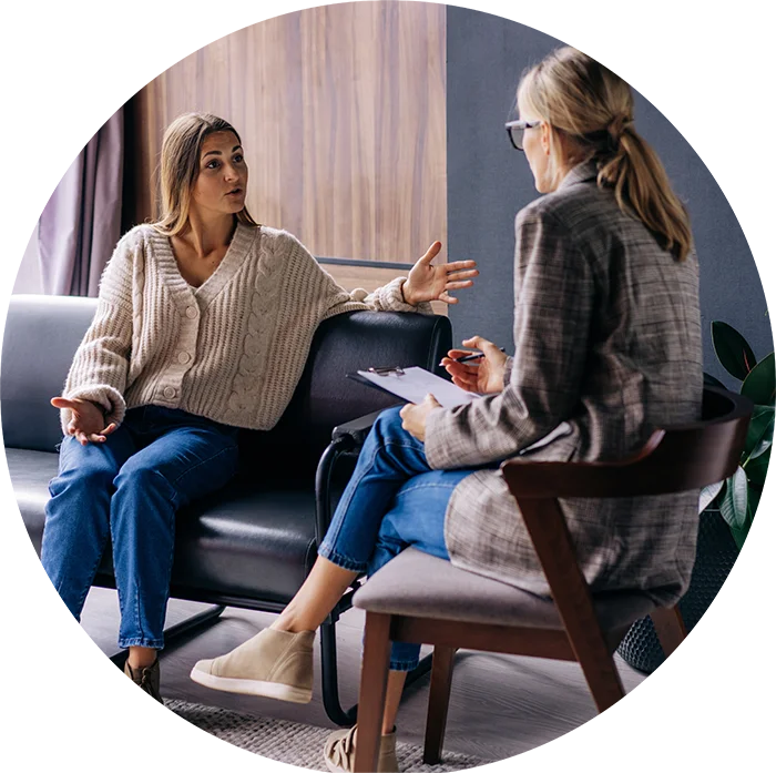 Woman talking to a therapist